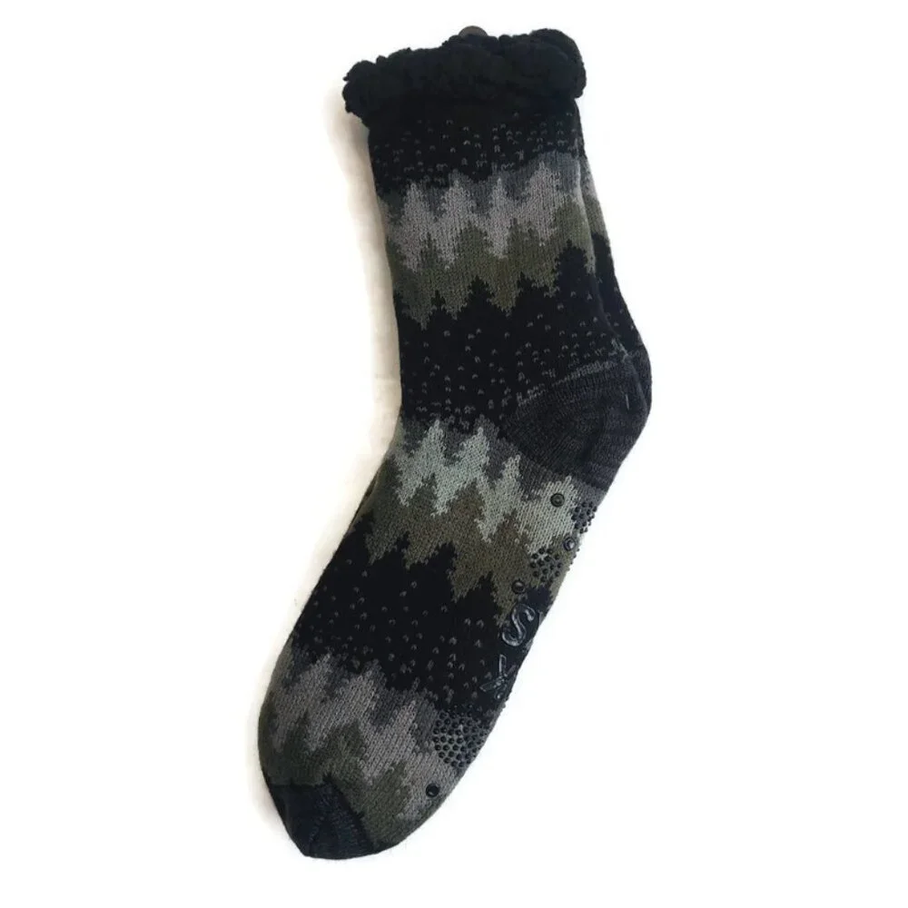 MUK LUKS Mens Cabin Socks L/XL Shoe Size 11/13 Green Tree Multi Warm and Cozy RT